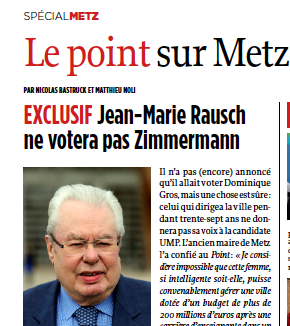 Jean-Marie Rausch ne votera pas Zimmermann. Le Point février 2014