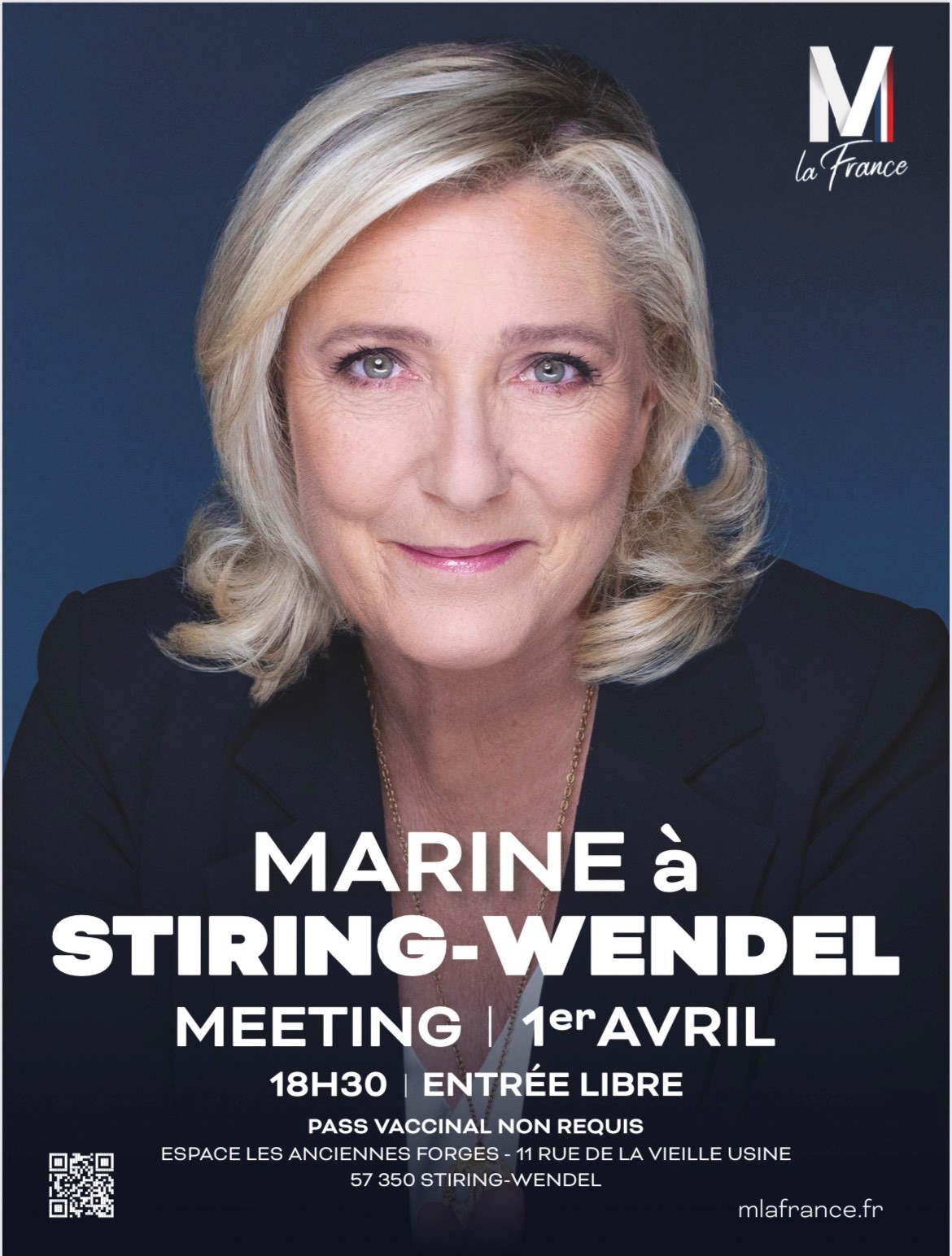 Réunion Publique du 1er AVril 2022 à Stiring Wendel avec Marine Le Pen